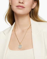 DY Elements® Disc Pendant in 18K Yellow Gold with Mother of Pearl and Diamond Rim, 24mm